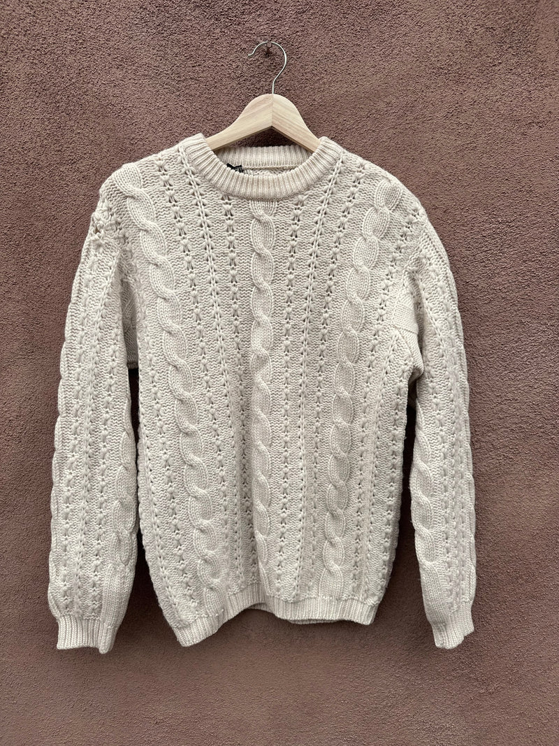 1960's Meister Knit Cream Cable Knit Wool Sweater - as is