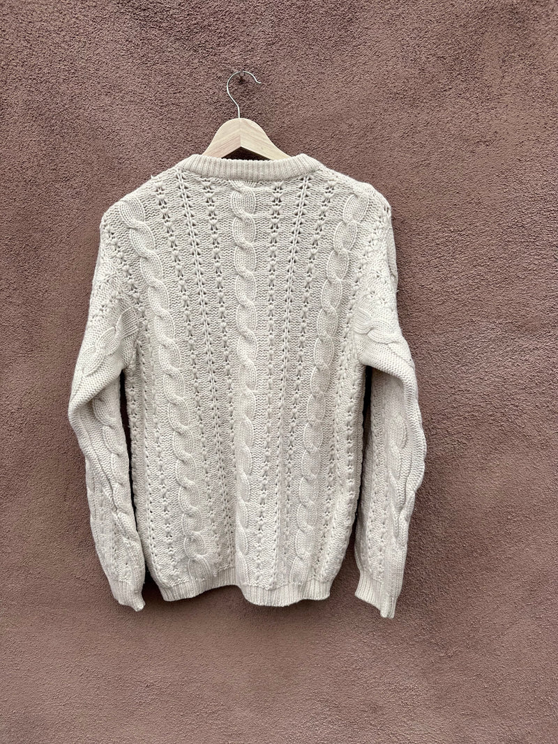 1960's Meister Knit Cream Cable Knit Wool Sweater - as is