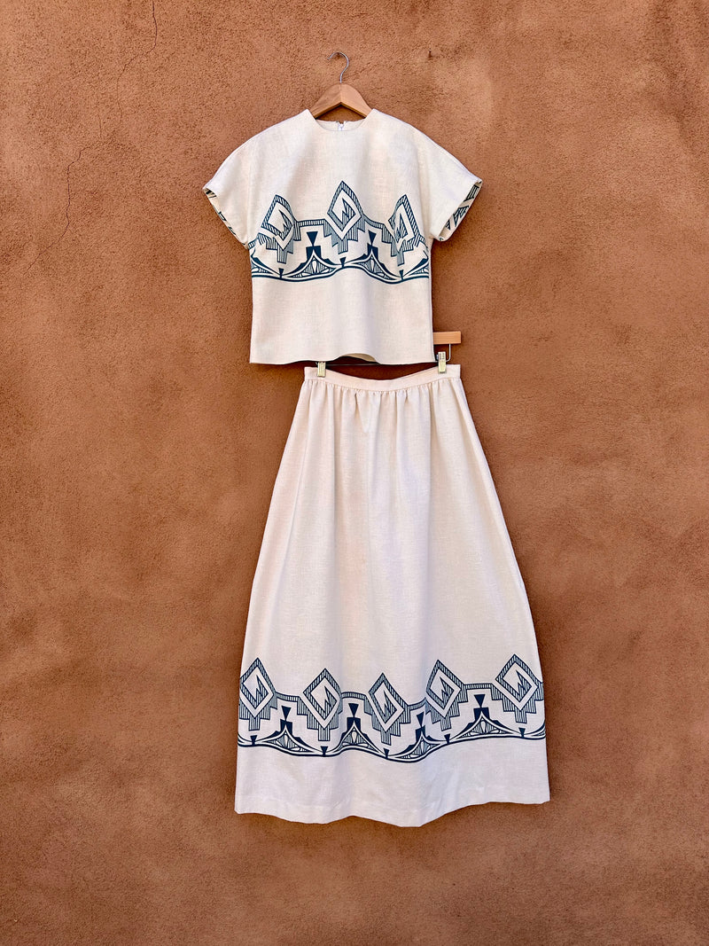 Heavy Cotton 1960's Diné Design 2-Piece Set Dress
