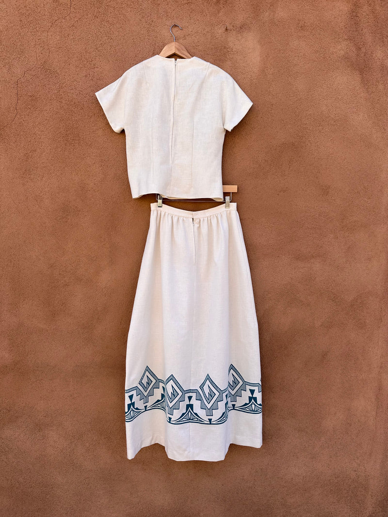 Heavy Cotton 1960's Diné Design 2-Piece Set Dress