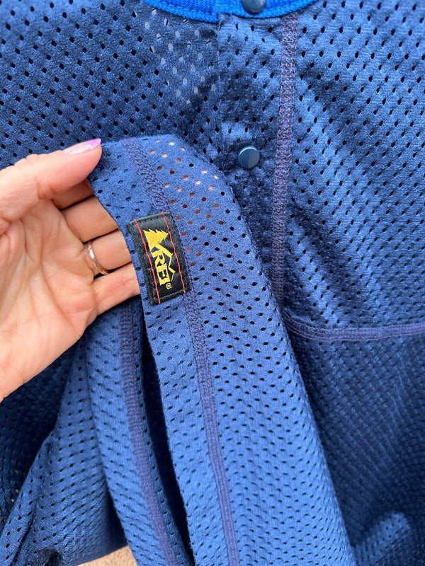 90's REI Navy Blue Mesh Henley T-shirt