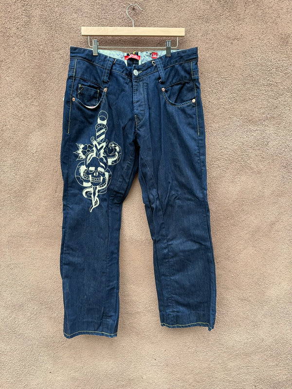 Embroidered Red Serpent Ed Hardy Jeans