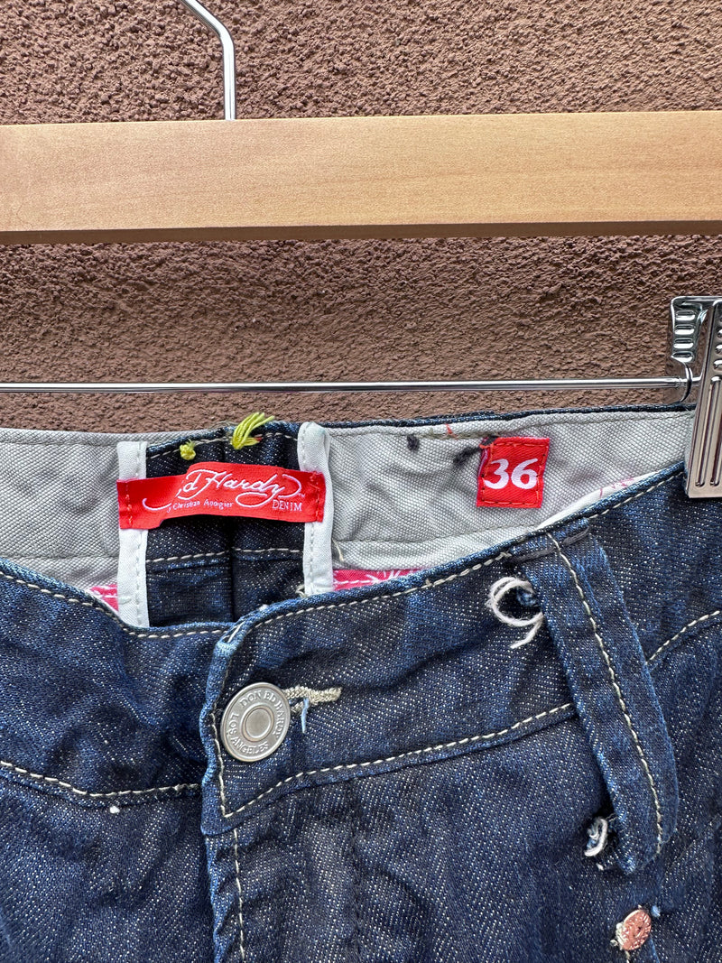 Embroidered Red Serpent Ed Hardy Jeans