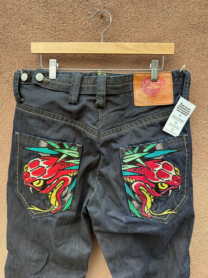 Embroidered Red Serpent Ed Hardy Jeans