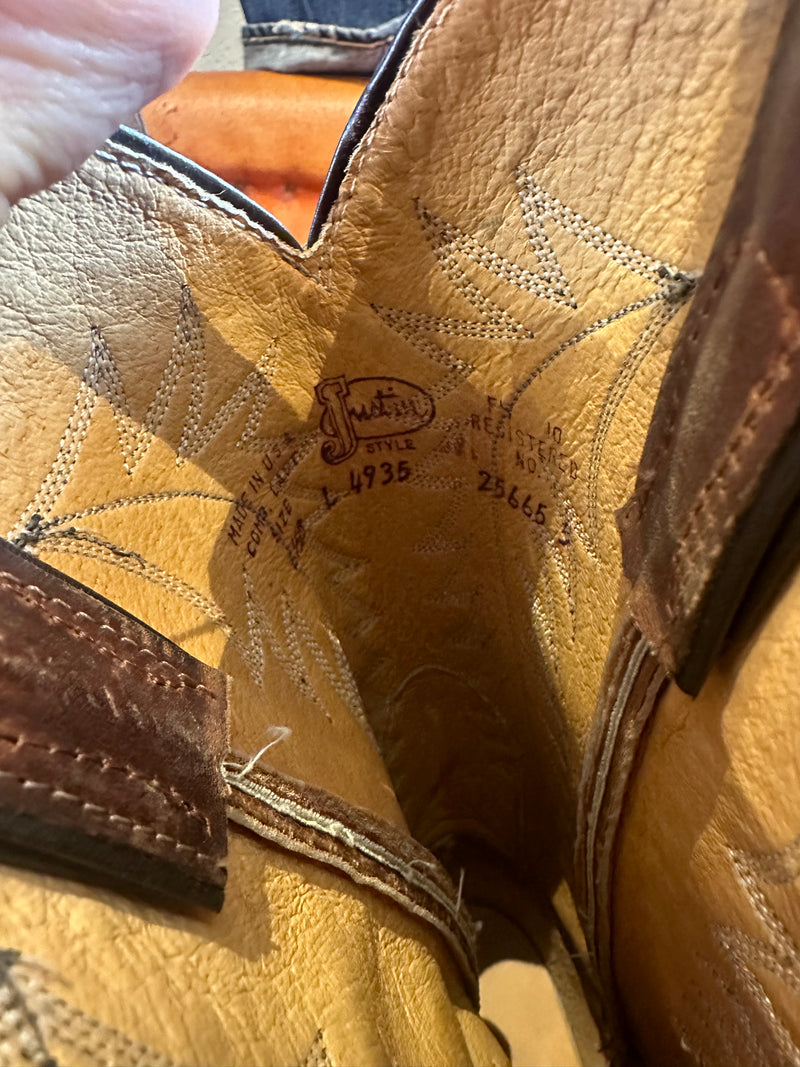 Brown Justin Cowgirl Boots - 6.5b