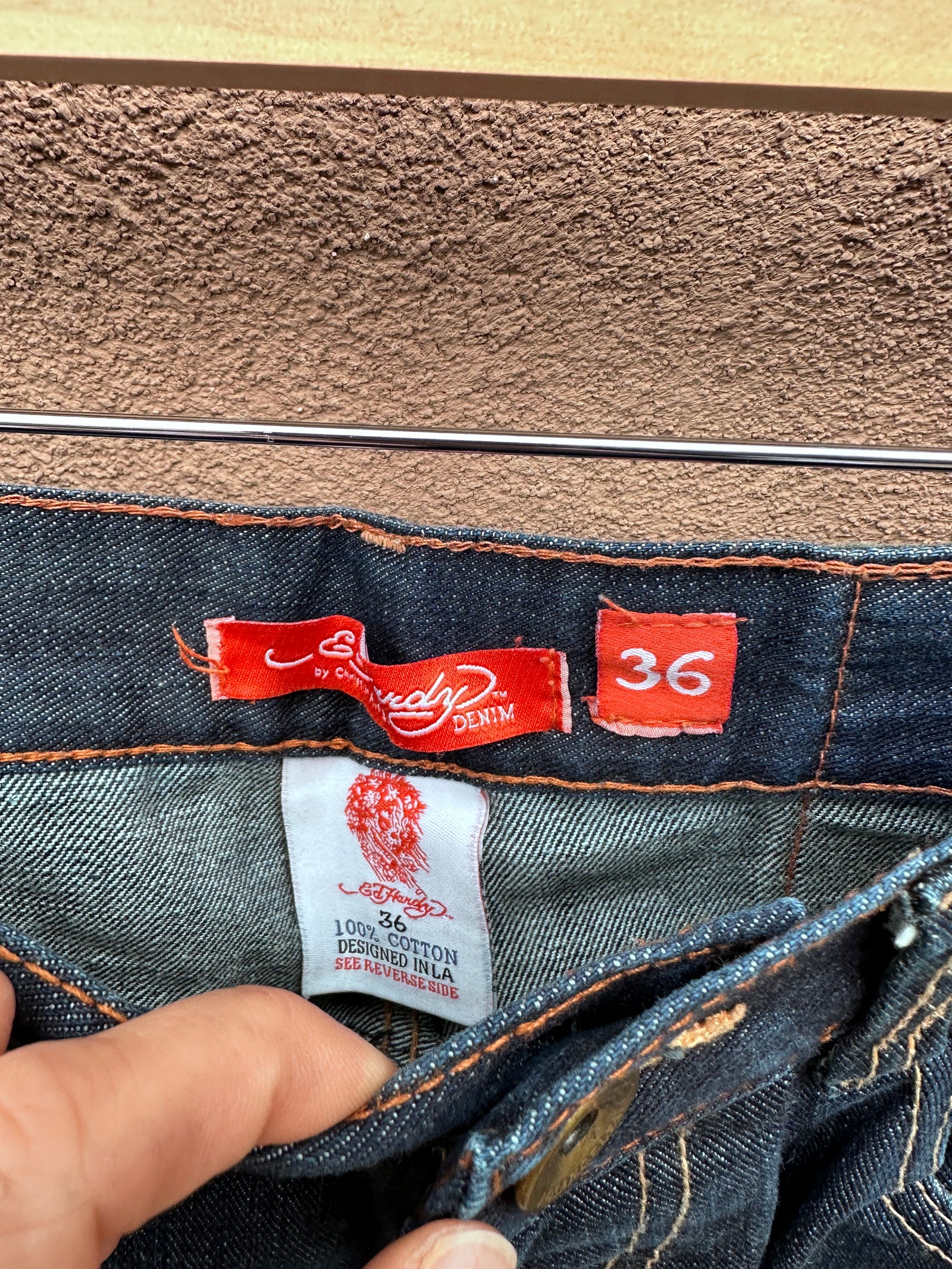 Vintage Love Kills Slowly Embroidered Skull Ed Hardy Jeans