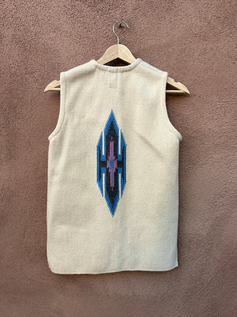 Cream Ortega's Chimayo Wool Vest with Pink/Blue/Gray