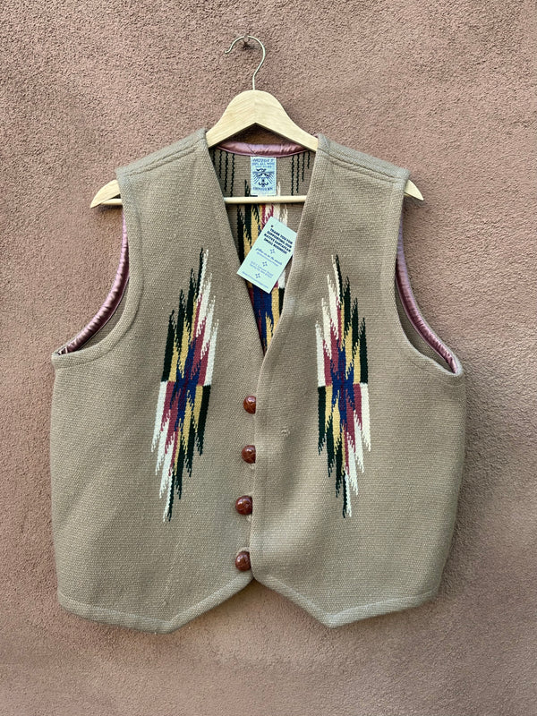 Brown Ortega's Chimayo Wool Vest with Multicolor Panels/Back - as is