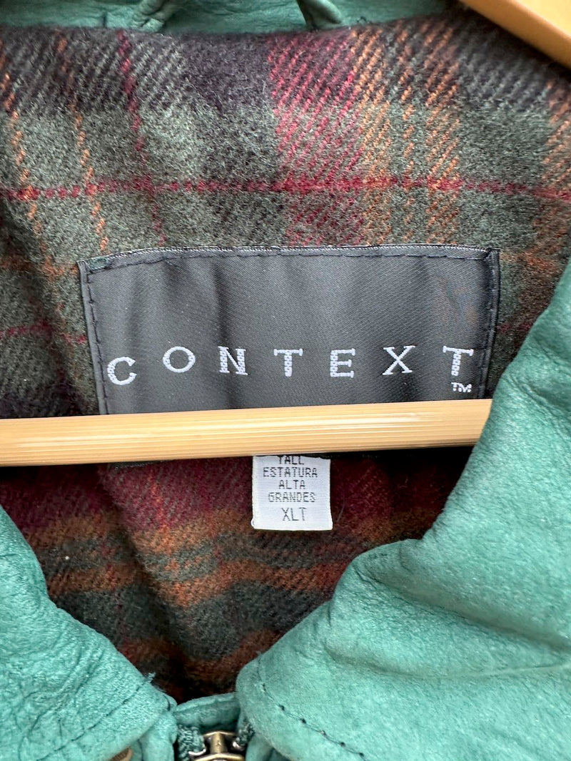 Green Suede Context Bomber Jacket, XL - as is