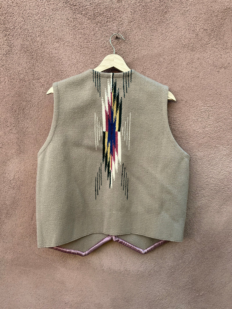 Brown Ortega's Chimayo Wool Vest with Multicolor Panels/Back - as is