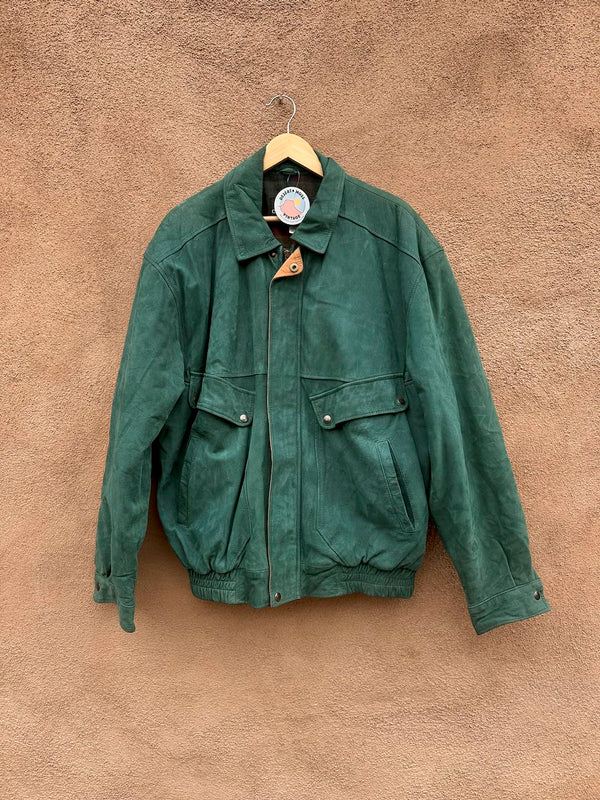 Green Suede Context Bomber Jacket, XL - as is