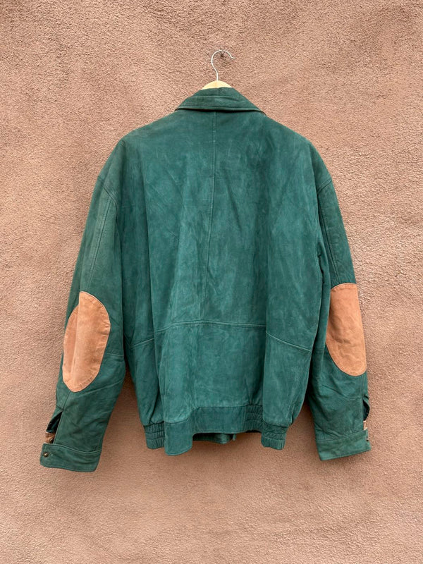 Green Suede Context Bomber Jacket, XL - as is