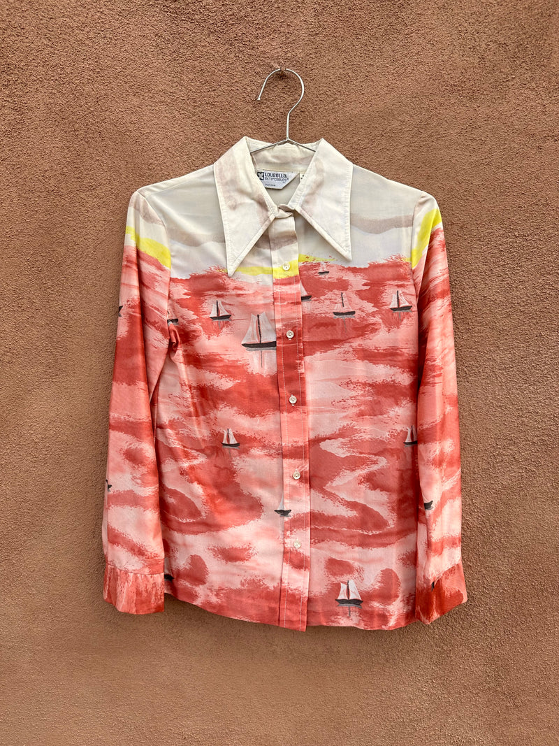 1970's Sailboat Disco Blouse by Loubella Extendables