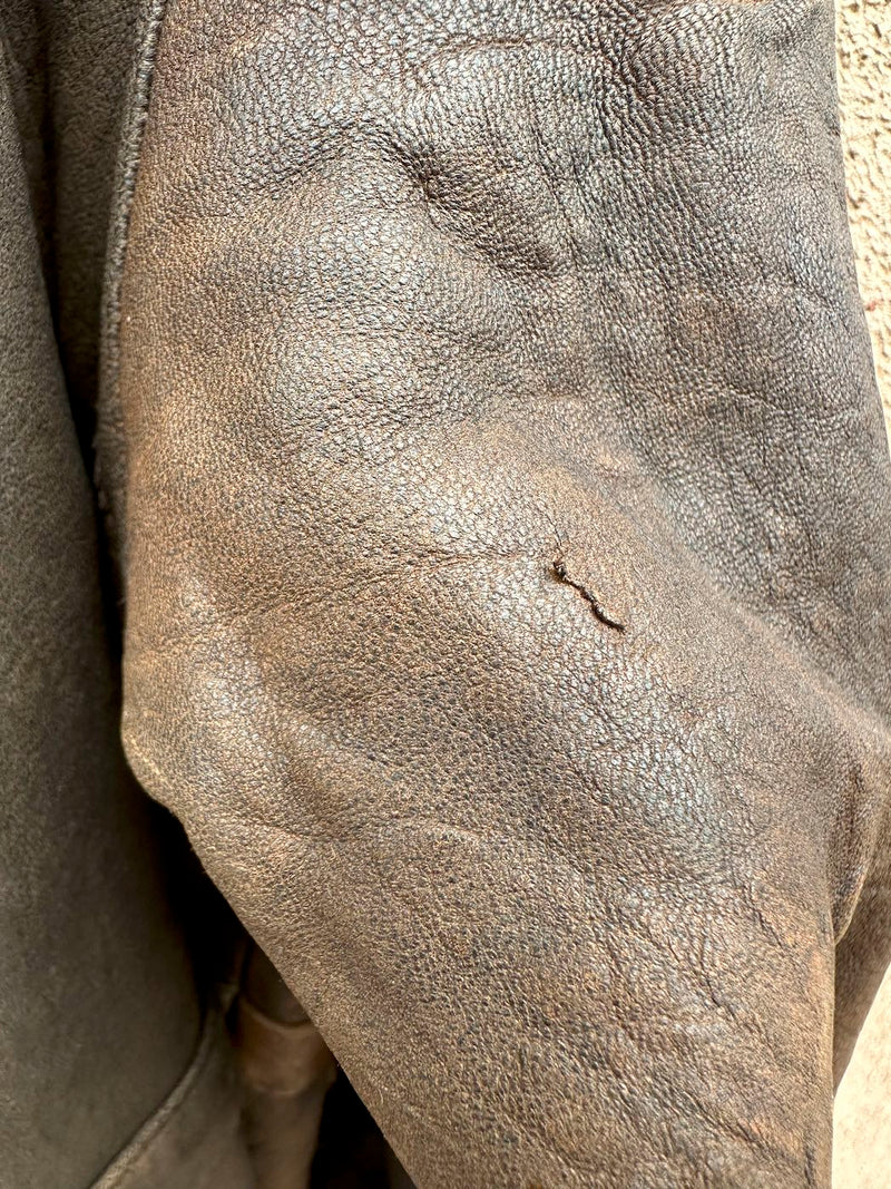 Brown Leather New River Bomber Jacket, XL