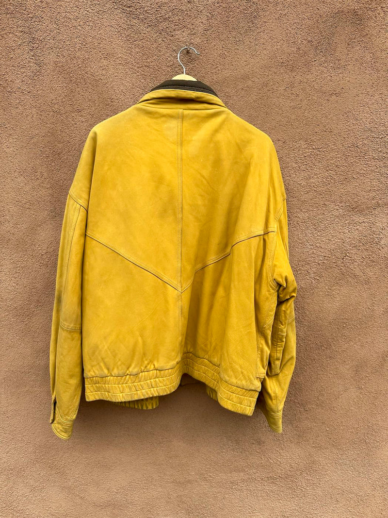 Yellow Leather Men's Jacket Verri Pelle, XL