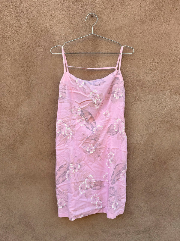 Strappy Pink Floral Mini Dress - 90's/Y2K