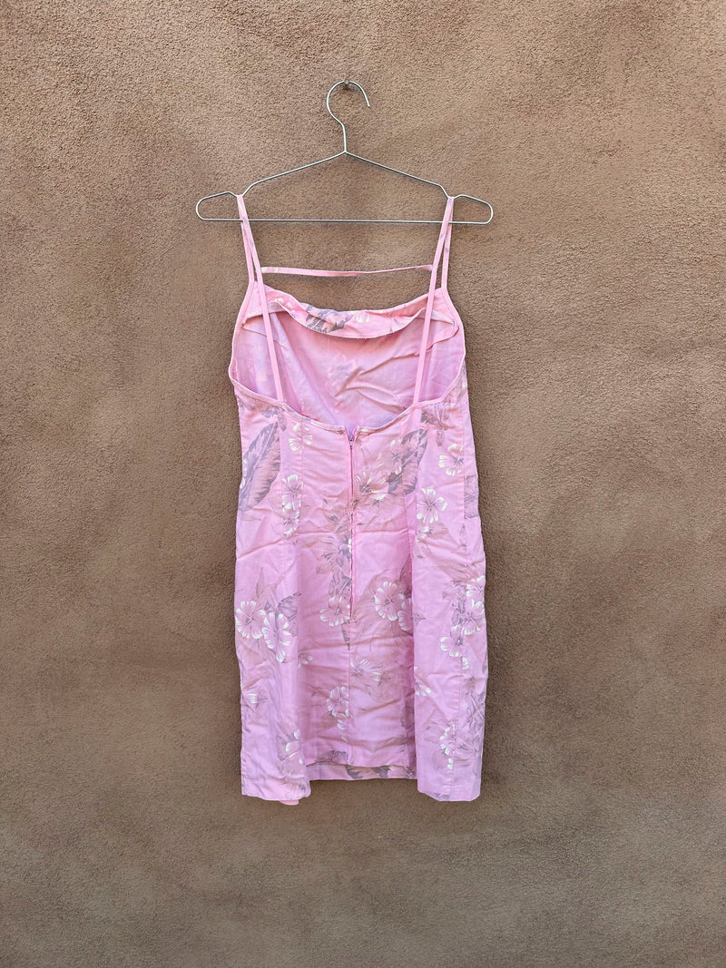 Strappy Pink Floral Mini Dress - 90's/Y2K