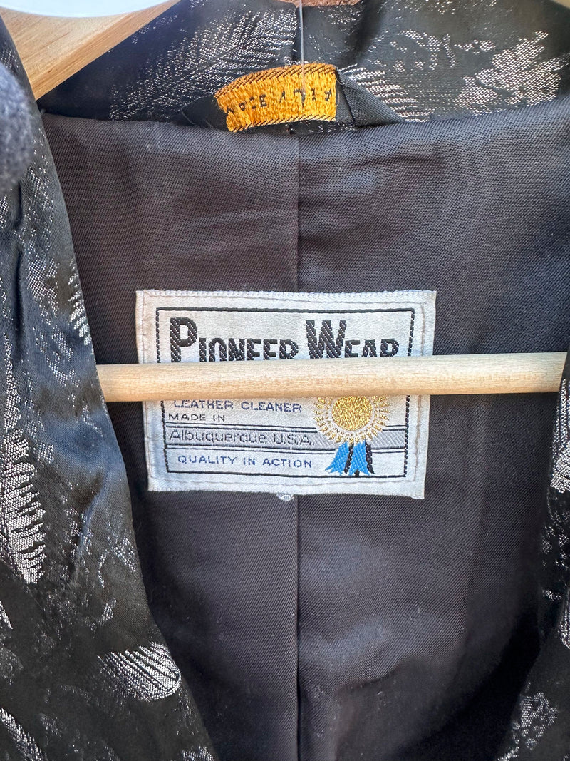 Cropped Black Suede Pioneer Wear Jacket with Satin Lapels