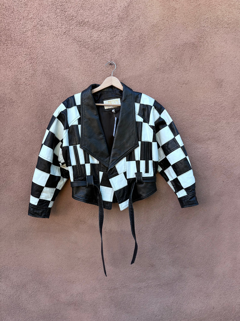 Checkered Leather Jacket by Twins - Made in USA