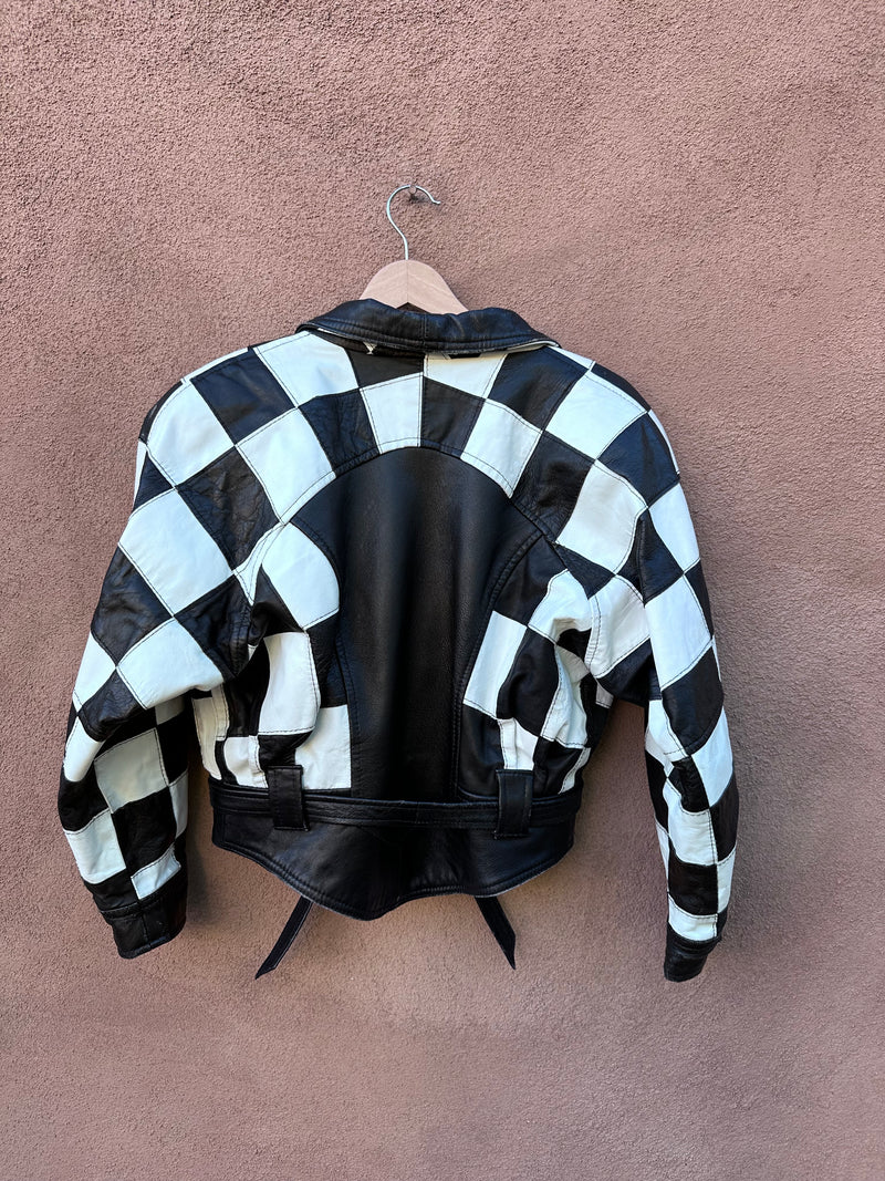 Checkered Leather Jacket by Twins - Made in USA