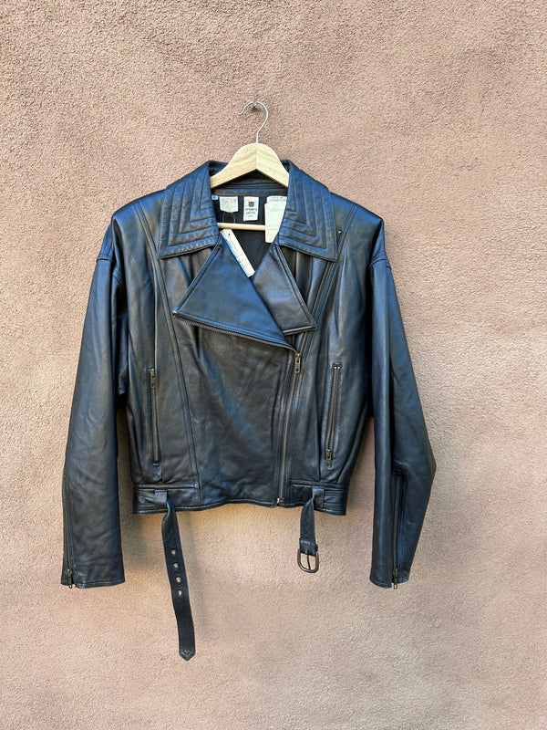 Black Leather Jacket - Biker Style - Ungaro Parallele - Paris