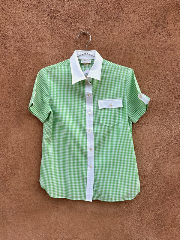 Ah! Austin Hill Green 1950's Gingham Blouse