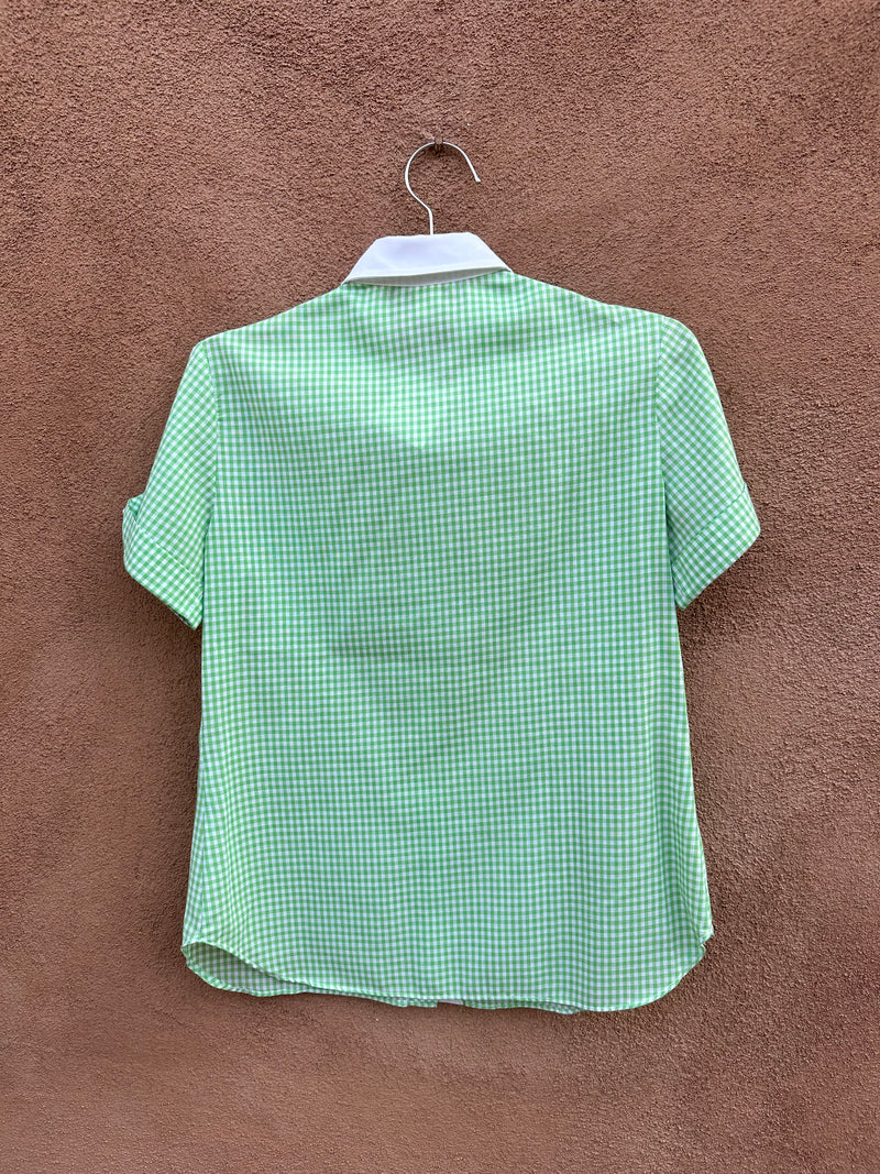 Ah! Austin Hill Green 1950's Gingham Blouse