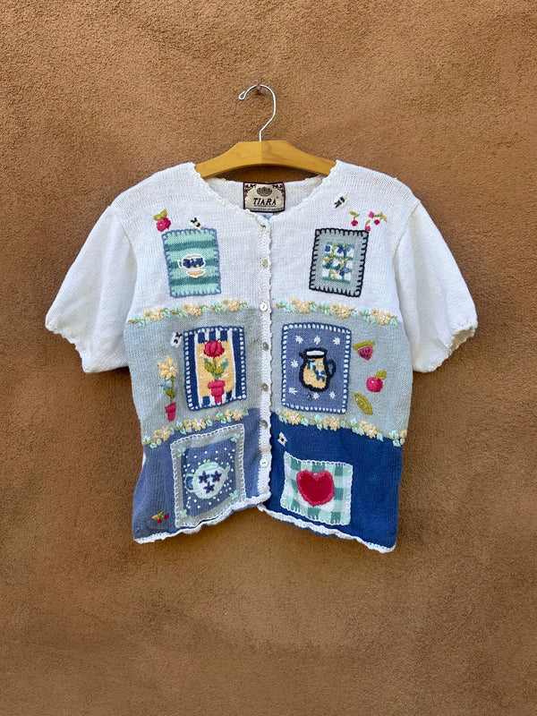 Cottage Chic Short Sleeve Cotton Cardigan by Tiara