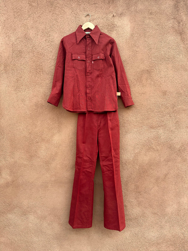 Burnt Orange 1970's Levi's Big E 2-Piece Shirt/Trousers