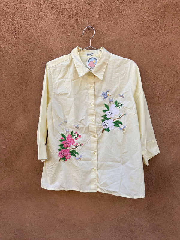 Embroidered Floral Blouse - Yellow
