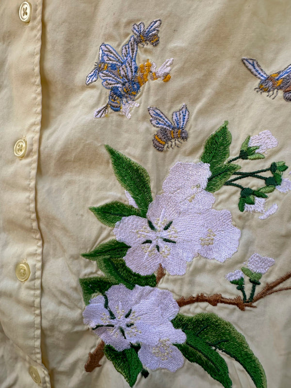 Embroidered Floral Blouse - Yellow