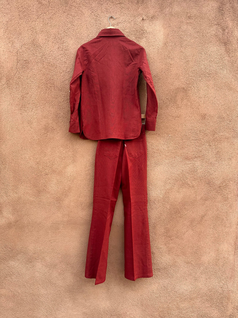 Burnt Orange 1970's Levi's Big E 2-Piece Shirt/Trousers