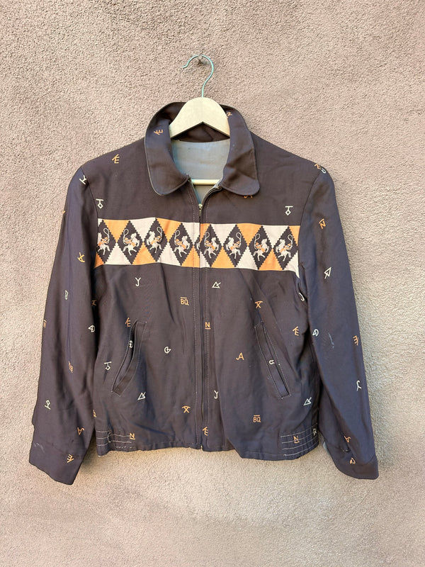 1940's Gaberdine Rickey Jacket with Cowboys & Brands