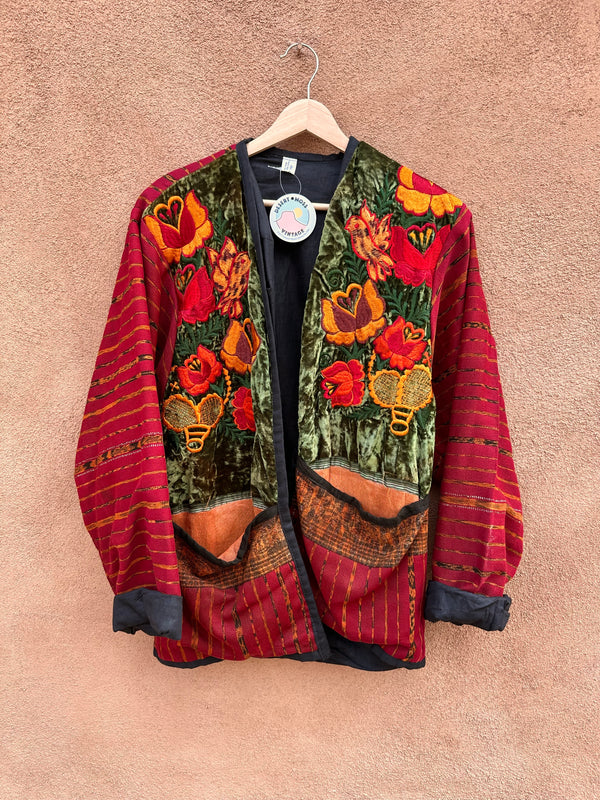 Guatemalan Jacket with Intricate Floral/Fauna Embroidery