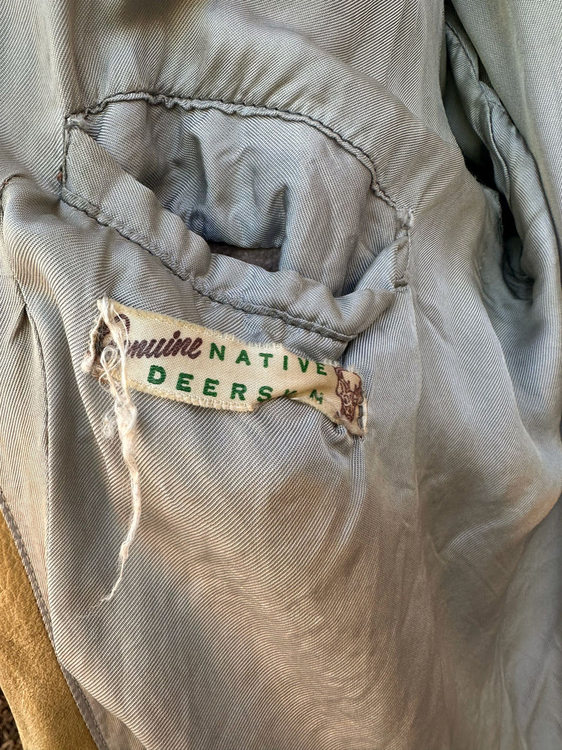 Genuine Native Deerskin 1940's Fringe Jacket with Conmar Zippers