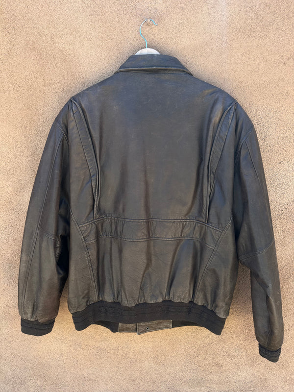 90's Brown Leather Bomber - Roundtree and York