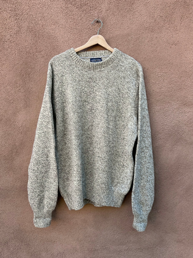 American Made Lands' End Beige Wool Fisherman's Sweater