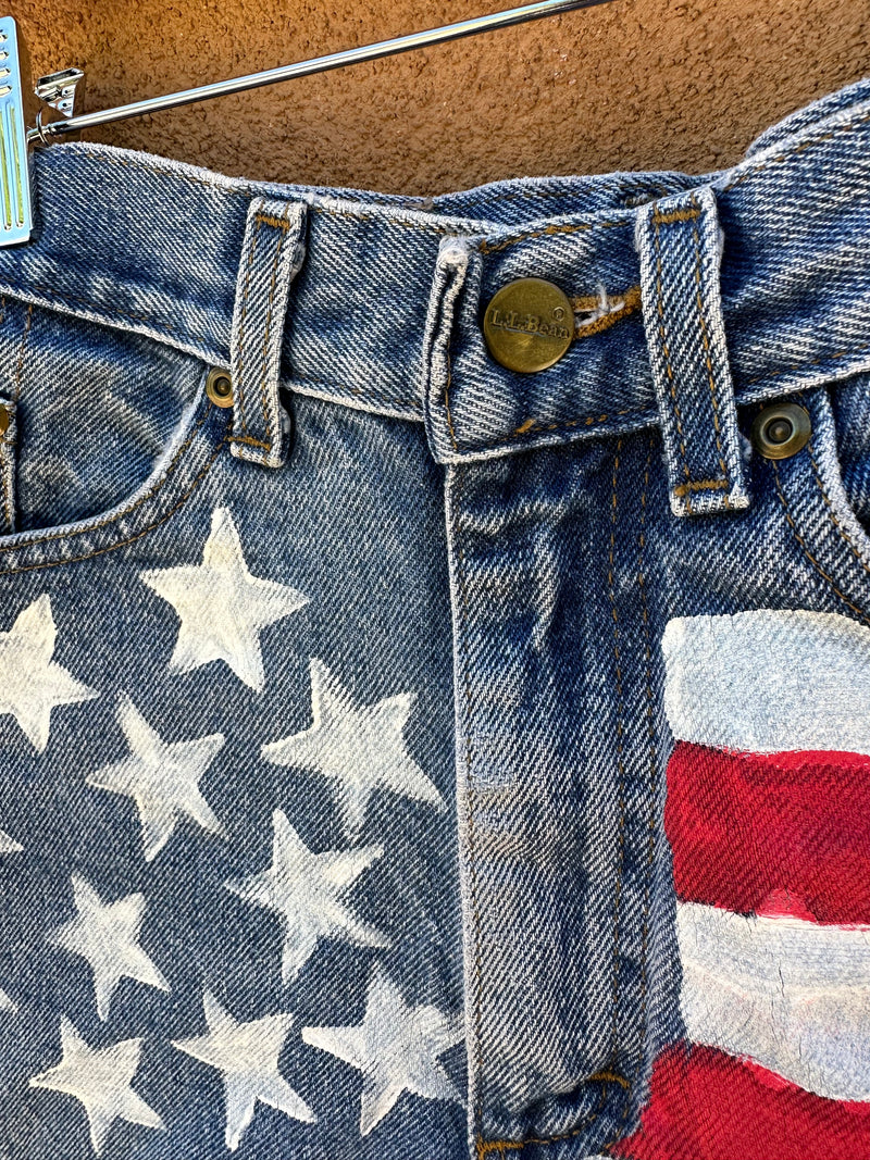 Hand Painted L.L.Bean Cut Off Shorts - American Flag