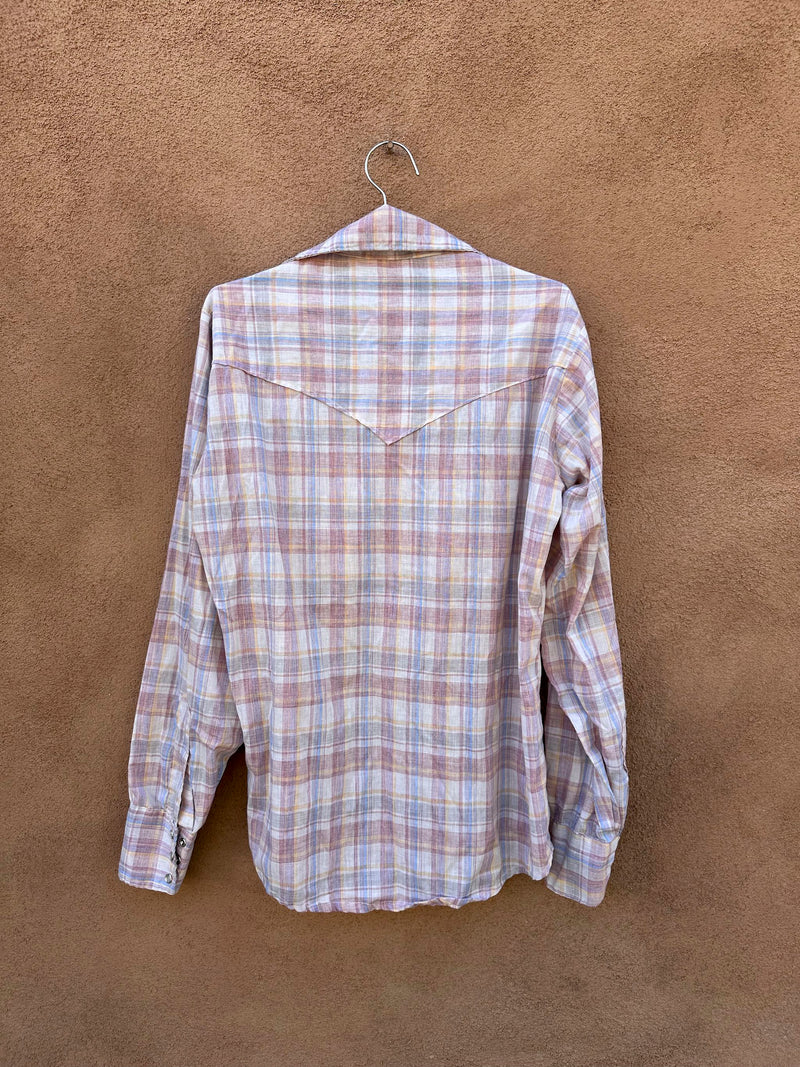 1970's Pastel Plaid Cowboy Shirt, Pearl Snaps