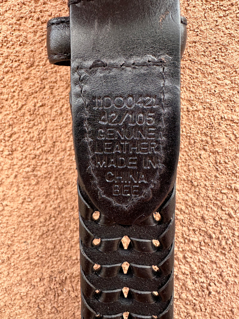 Woven Black Leather Dockers Belt - 42