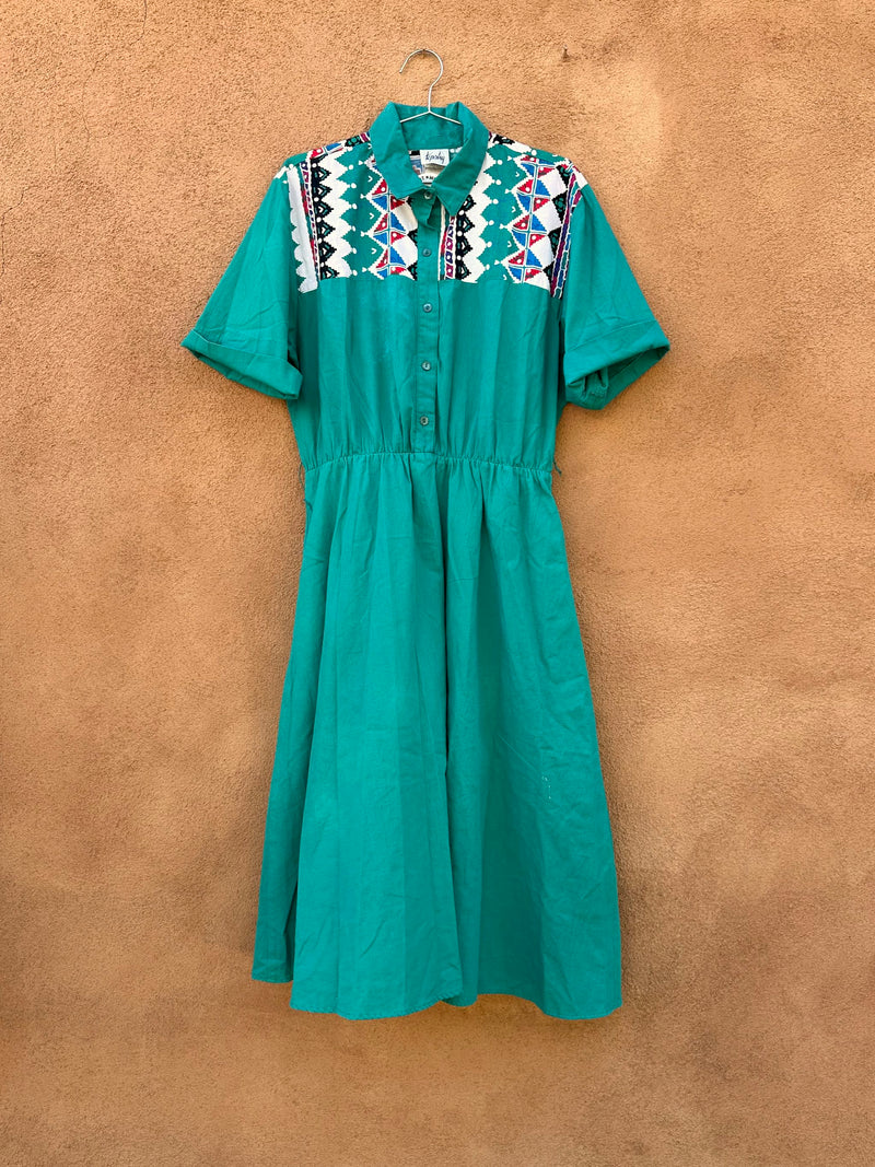 Green Southwest Style Dress by Tapestry, as is