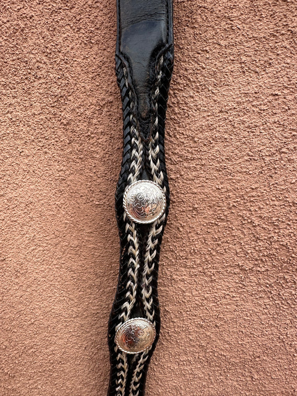 Black Tony Lama Belt with Conchos and Braided Horse Hair