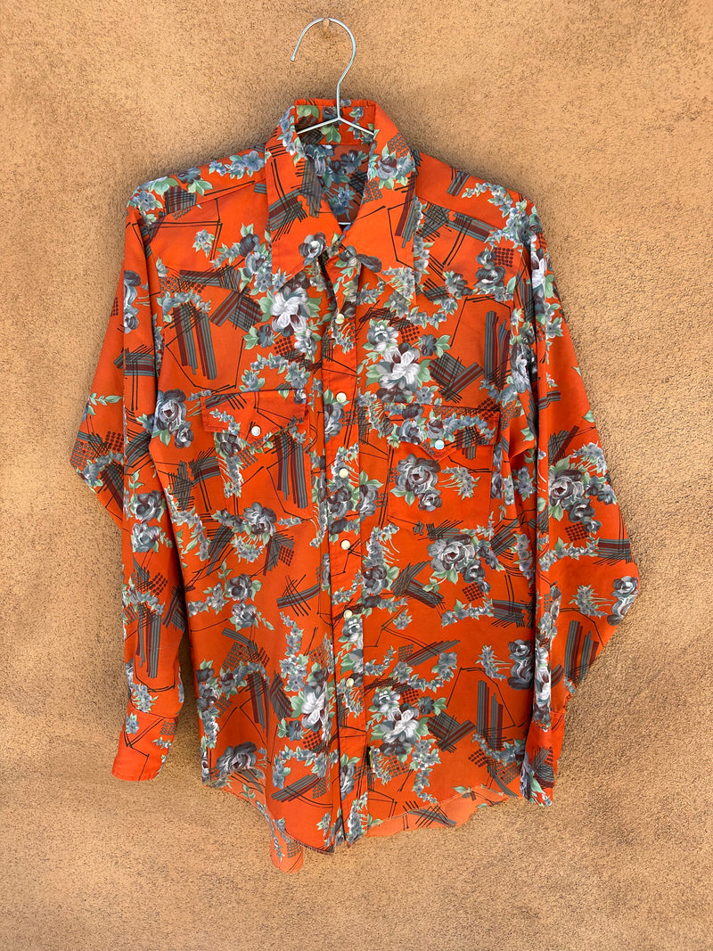Disco Western Burnt Orange Floral Shirt
