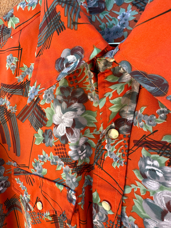 Disco Western Burnt Orange Floral Shirt