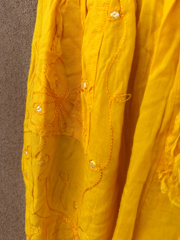 Canary Yellow Sheer Kulots with Sequins & Embroidery