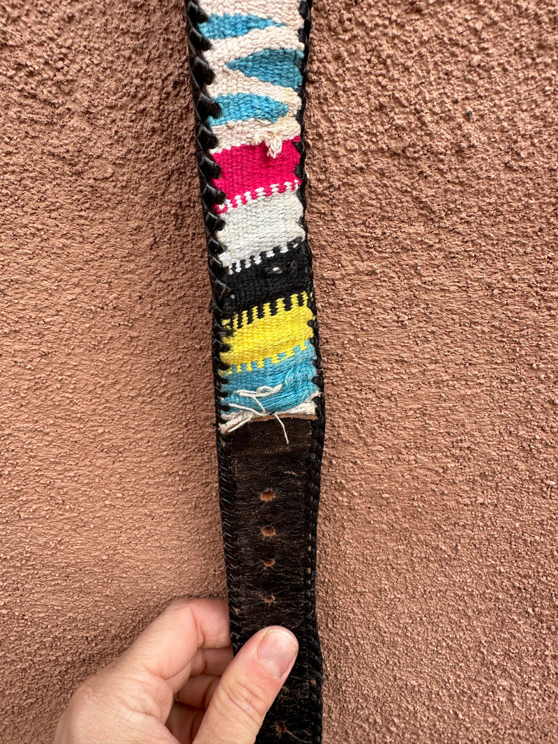 Black Leather & Cotton Guatemalan Boho Belt
