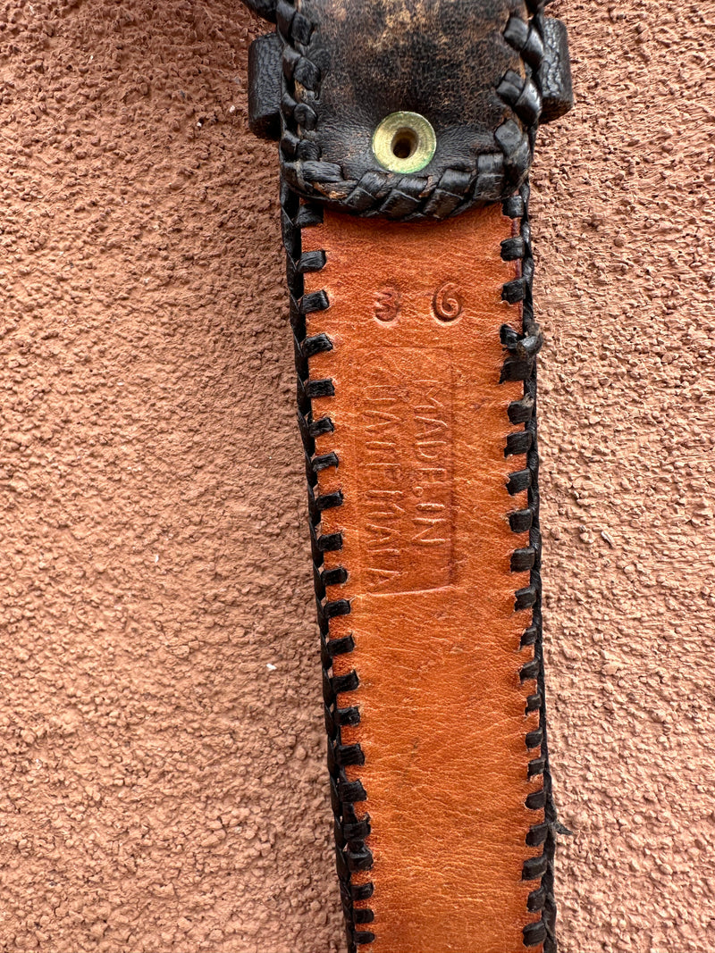Black Leather & Cotton Guatemalan Boho Belt