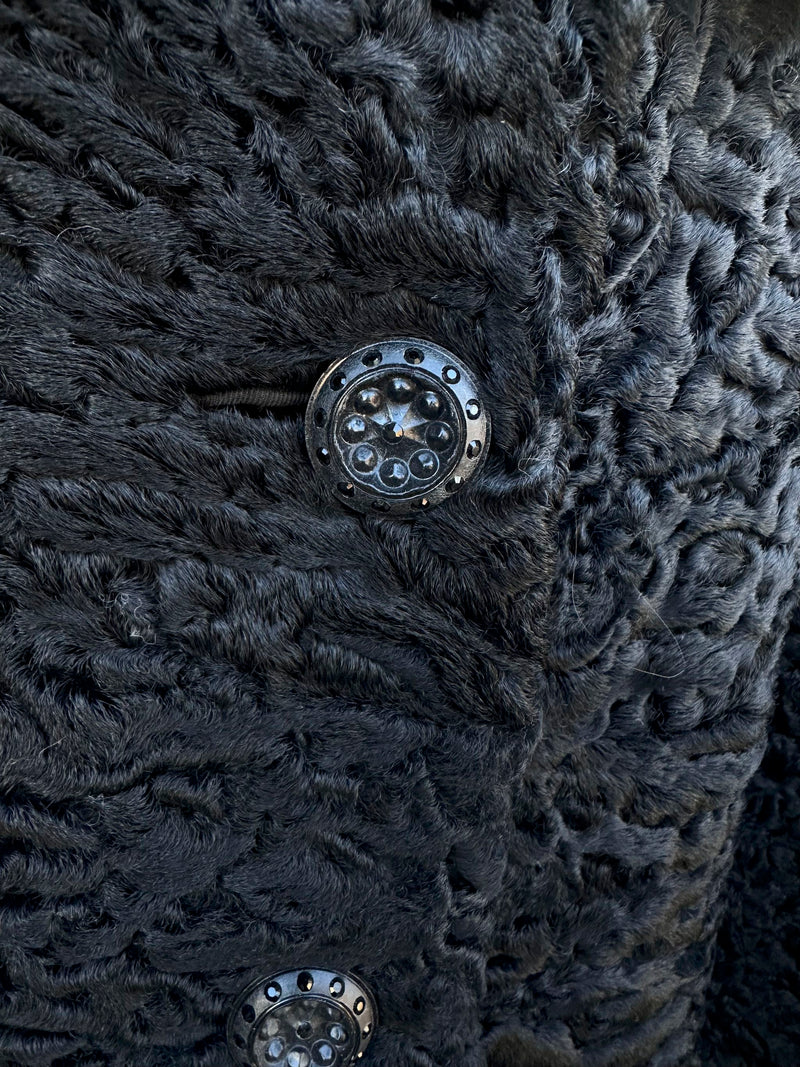 1950's Black Lamb Fur Jacket with Fur Collar