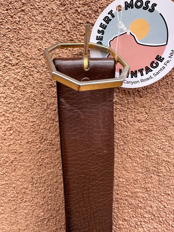 Paris Boarded Grain Leather Belt & Buckle