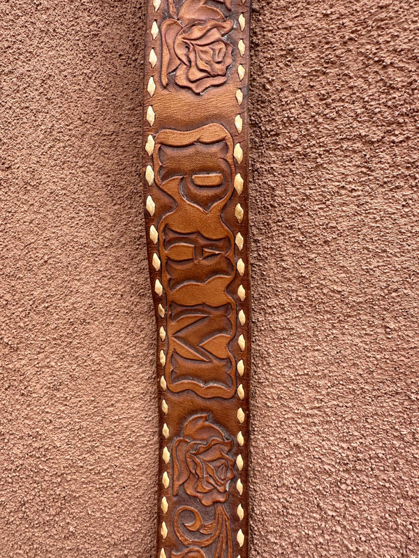 Hand Tooled "Pam" 70's Leather Belt